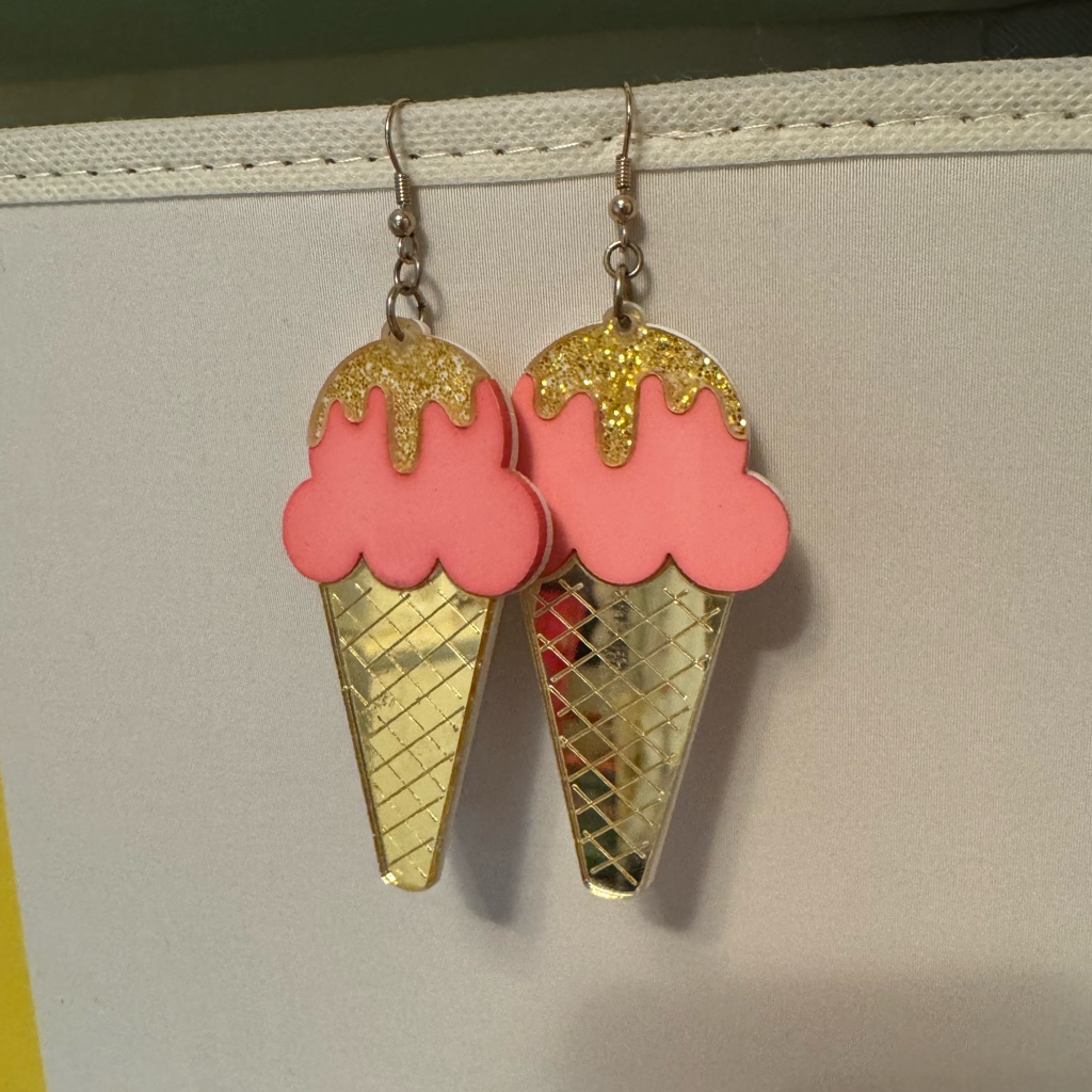 Laser Cut Ice Cream Earrings 8$